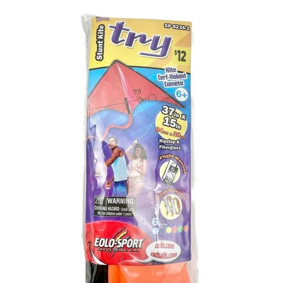 Eolo-Sport Try Orange Stunt Kite 37x15in Dual Control NEW - Picture 2 of 7